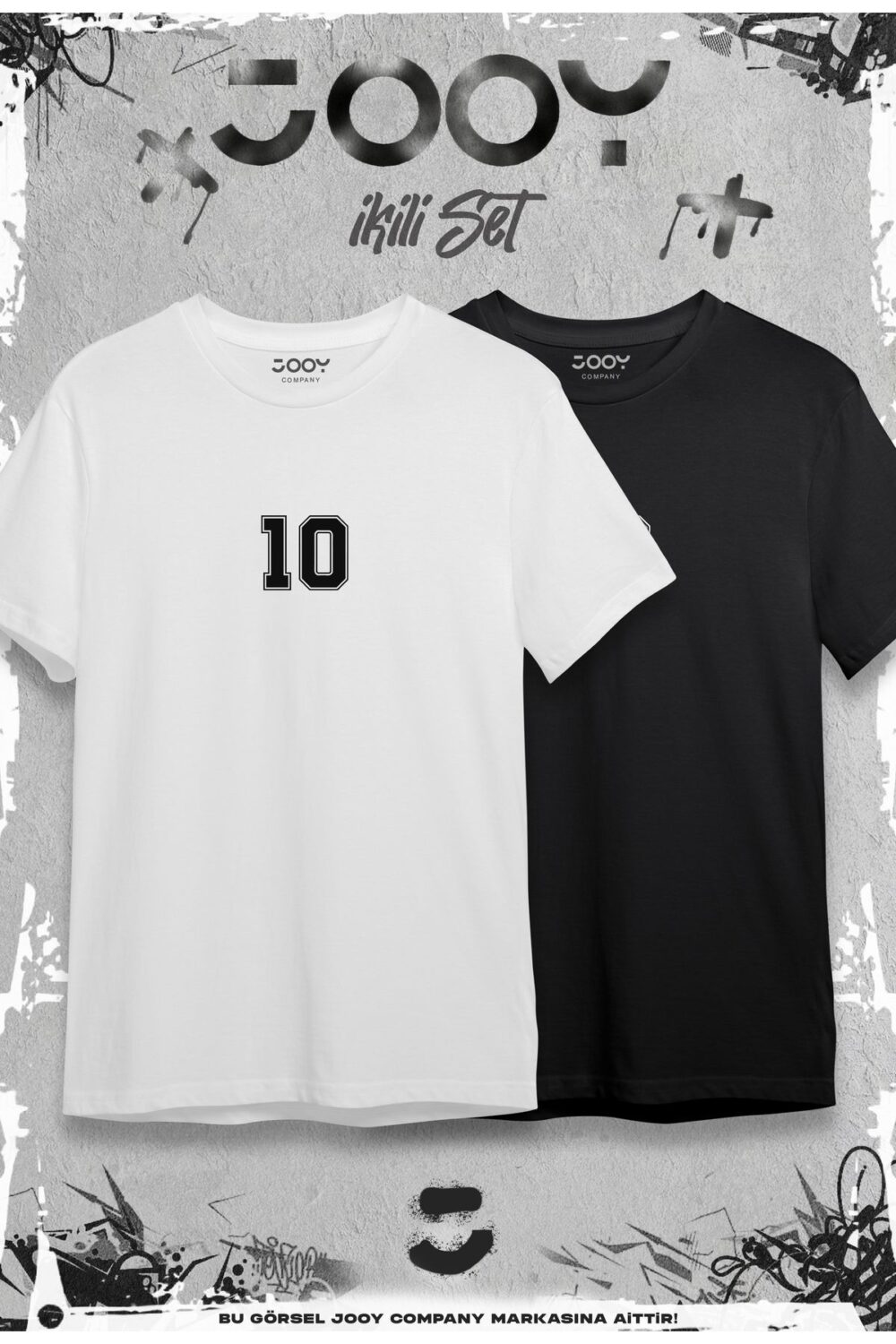 10 Numara Baskılı Oversize Geniş Kalıp T-Shirt Siyah Beyaz 2’li Set