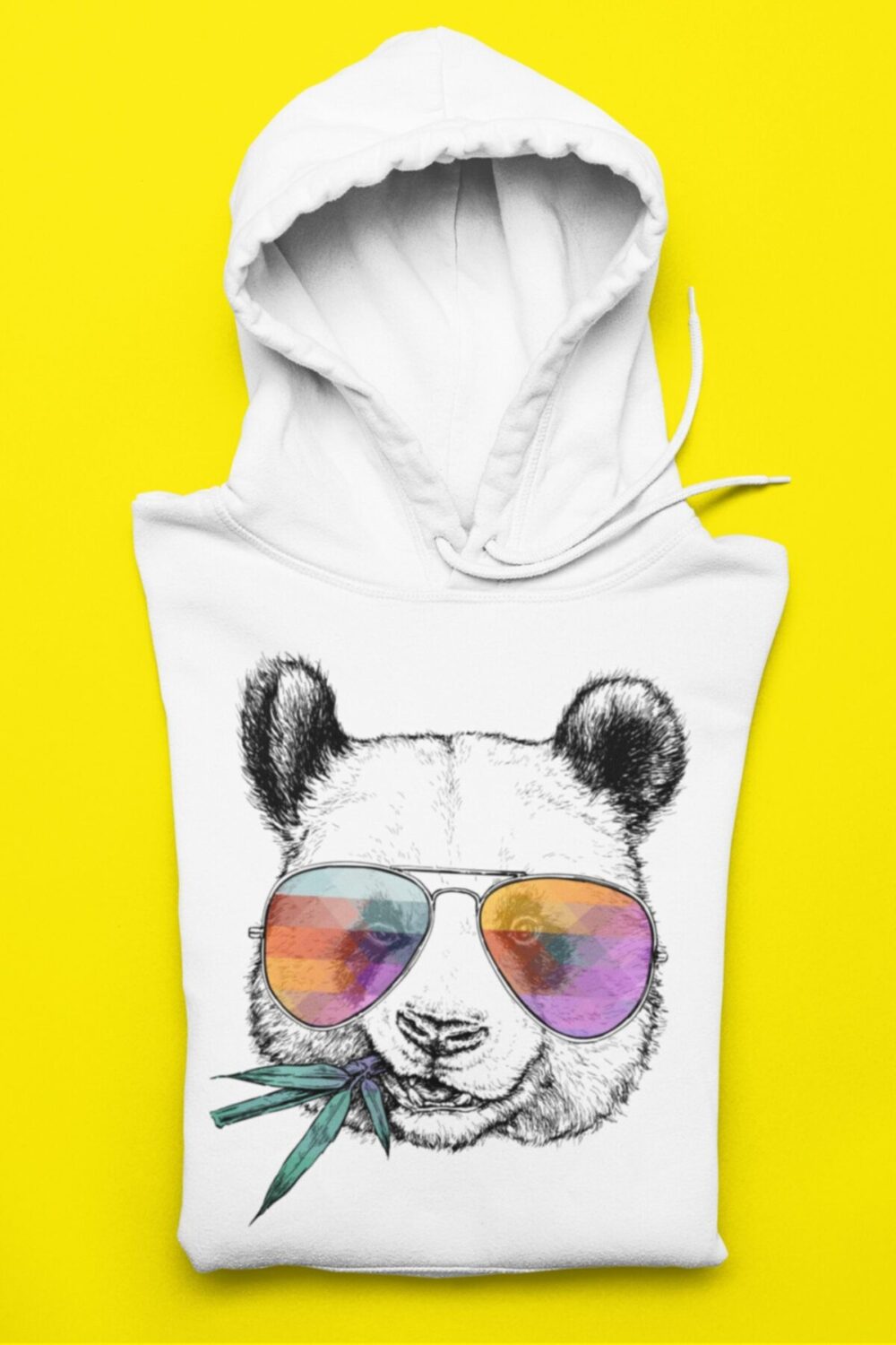 3 Iplik Beyaz Colorful Panda Sweatshirt Hoodie