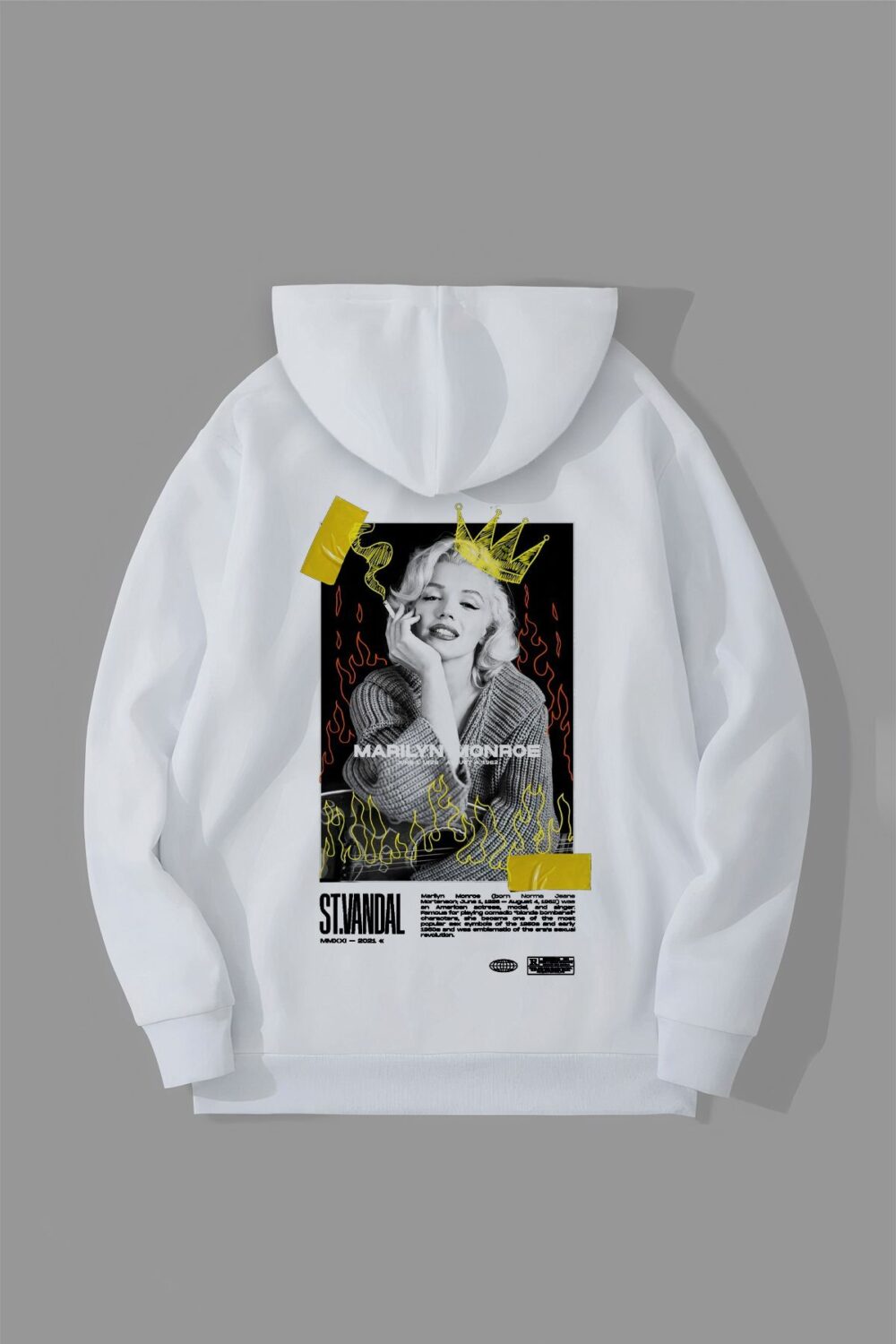 3 İplik Marilyn Monroe Tasarım Kapüşonlu Sweatshirt