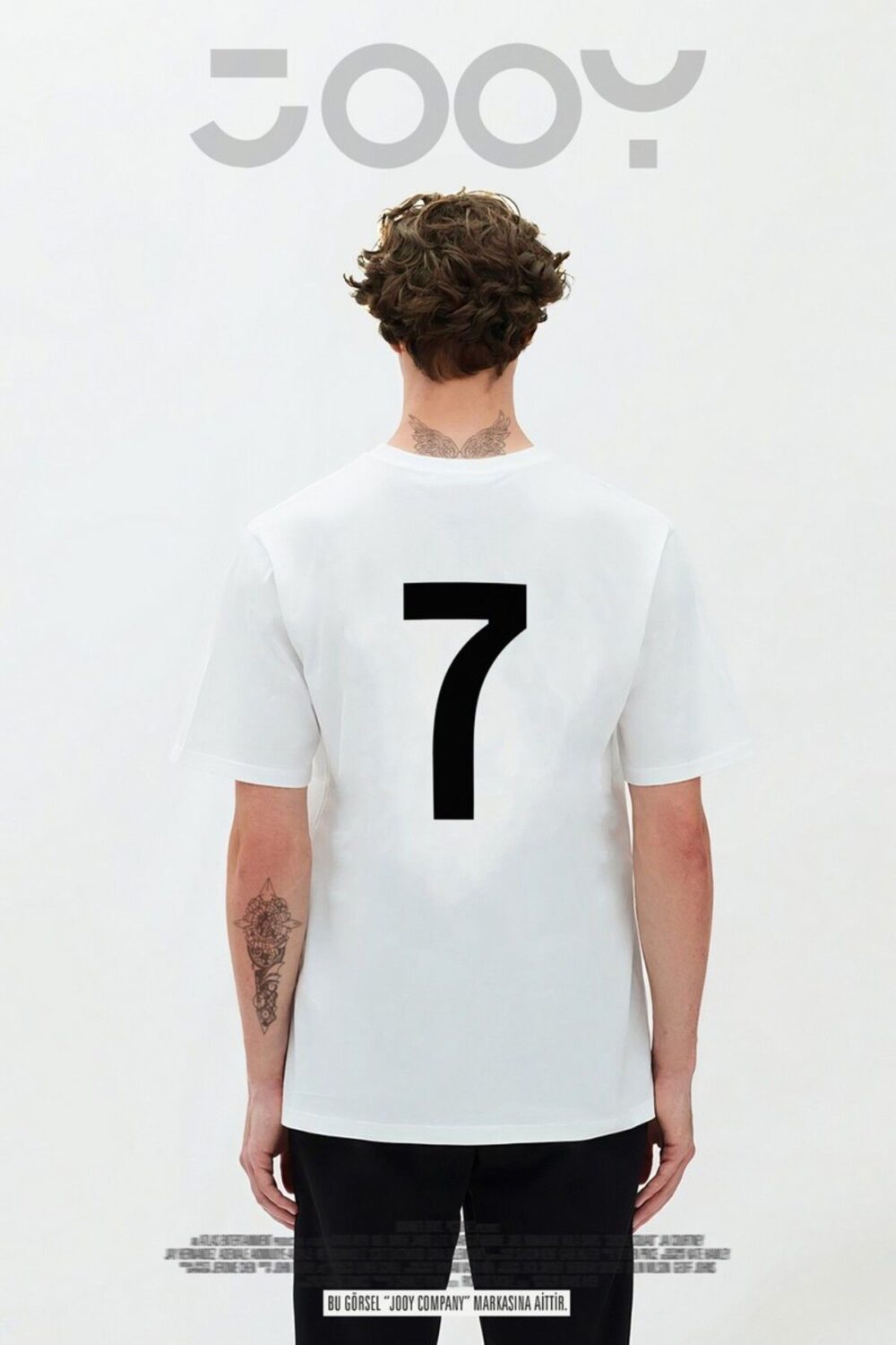 7 Numara Baskılı Beyaz Oversize Tshirt