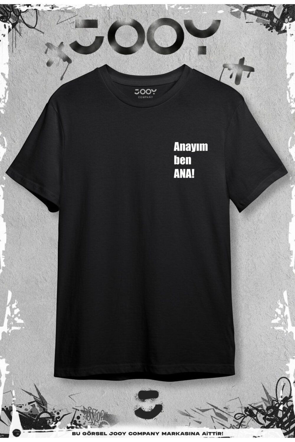 Anayım Ben Ana! Baskılı Siyah Oversize Tshirt