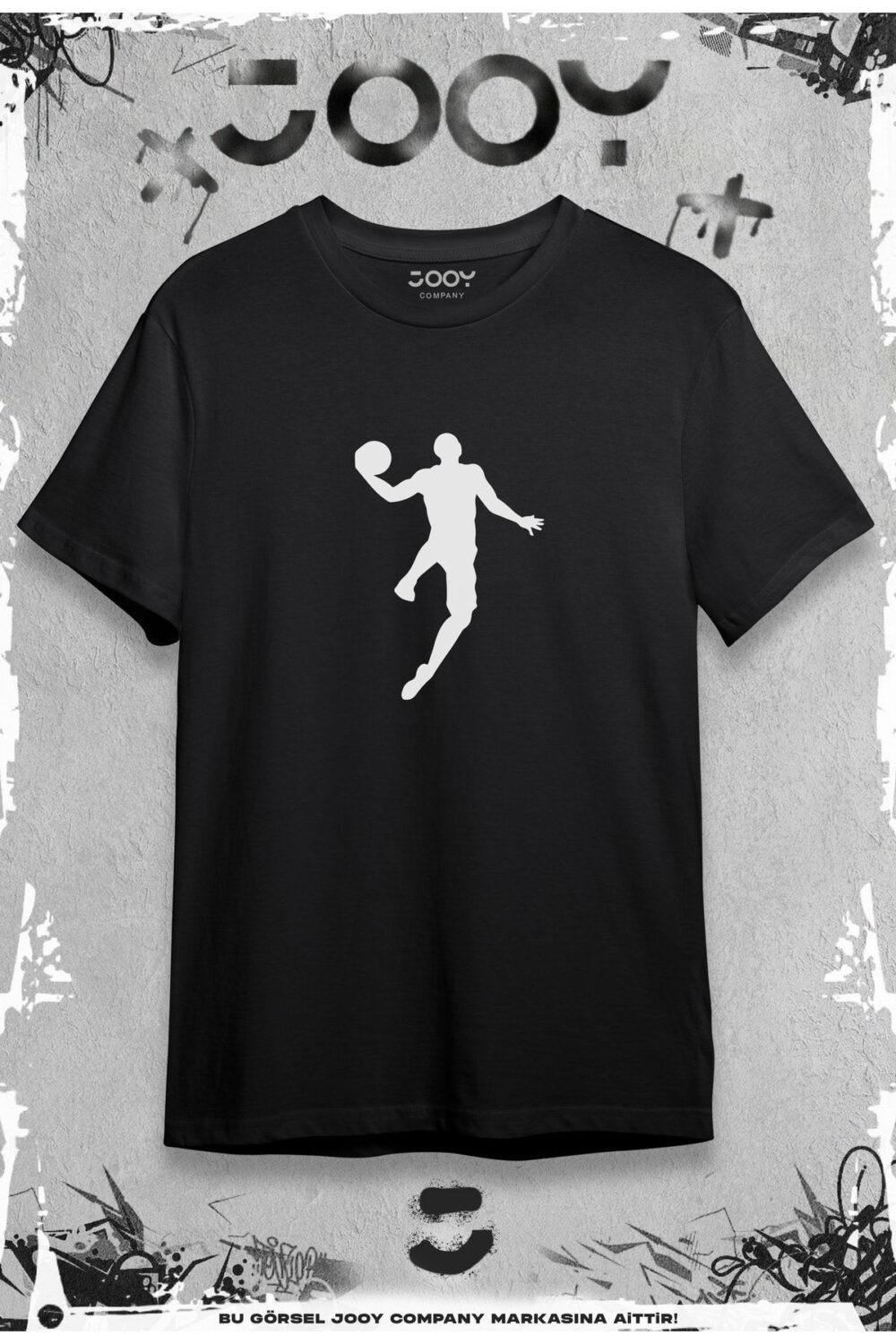 Basketball Player Baskılı Siyah Oversize Tshirt