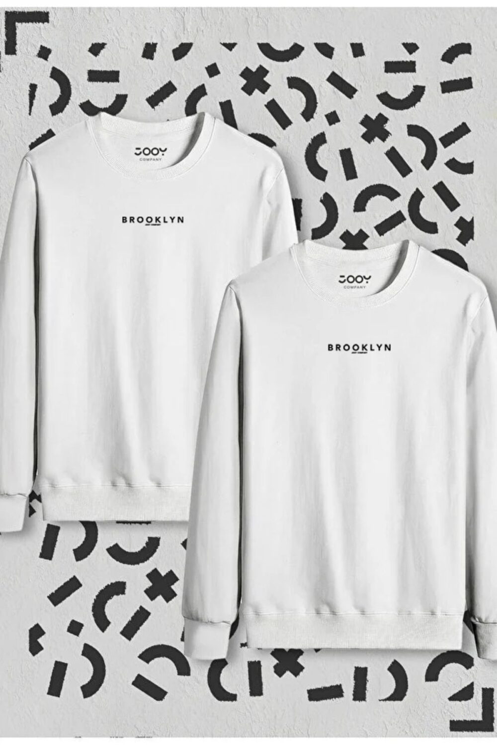 Brooklyn Baskılı Beyaz Bisiklet Yaka Sweatshirt 2’li Set