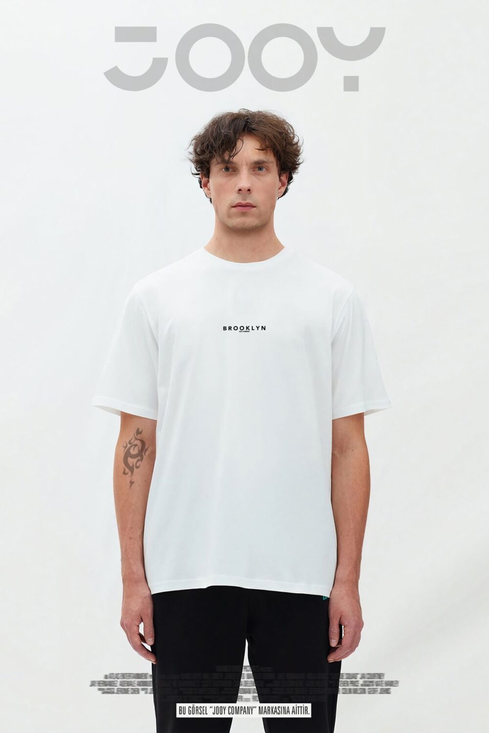 Brooklyn Baskılı Beyaz Oversize Tshirt