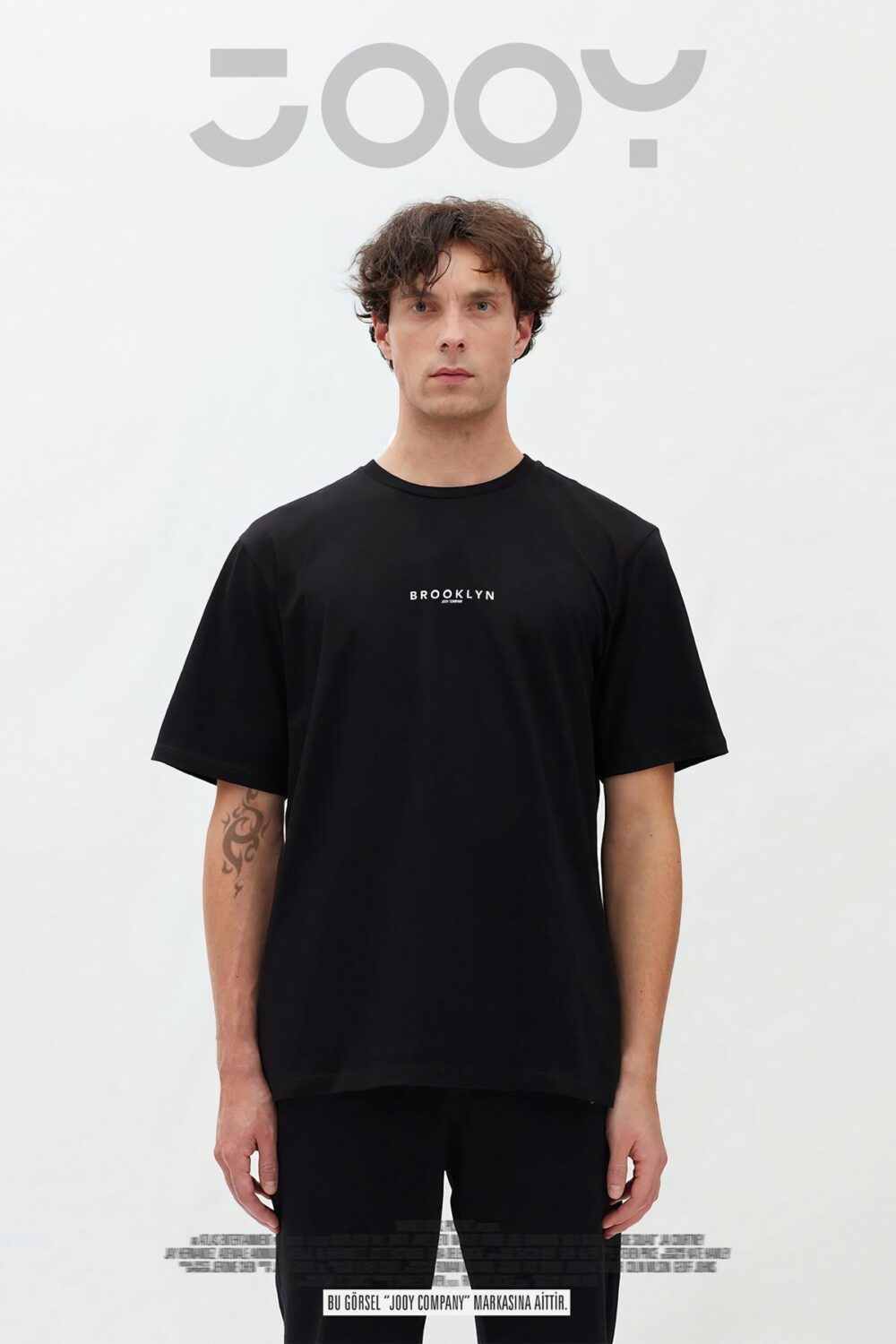 Brooklyn Baskılı Siyah Oversize Tshirt