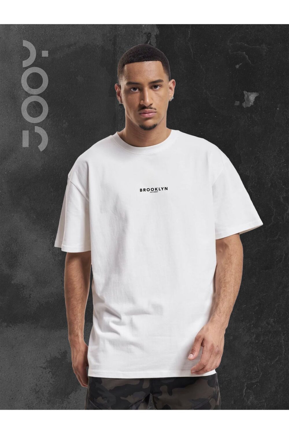 Brooklyn JC Baskılı Geniş Kalıp Oversize Beyaz T-Shirt