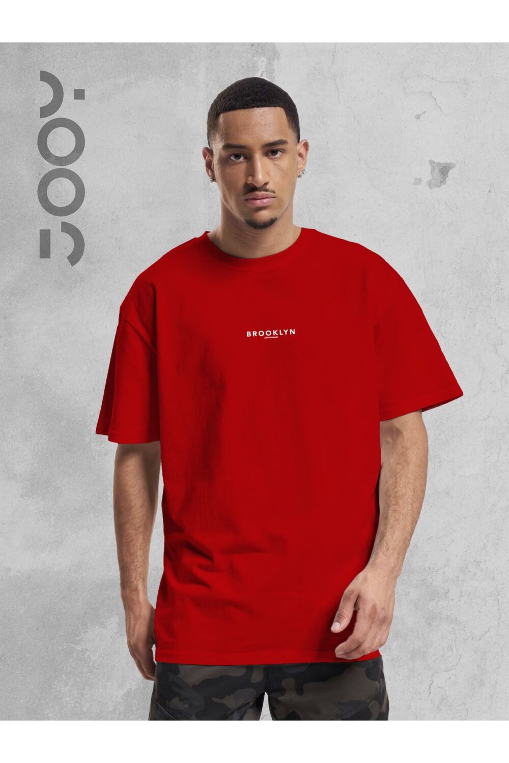 Brooklyn JC Baskılı Geniş Kalıp Oversize Kırmızı T-Shirt