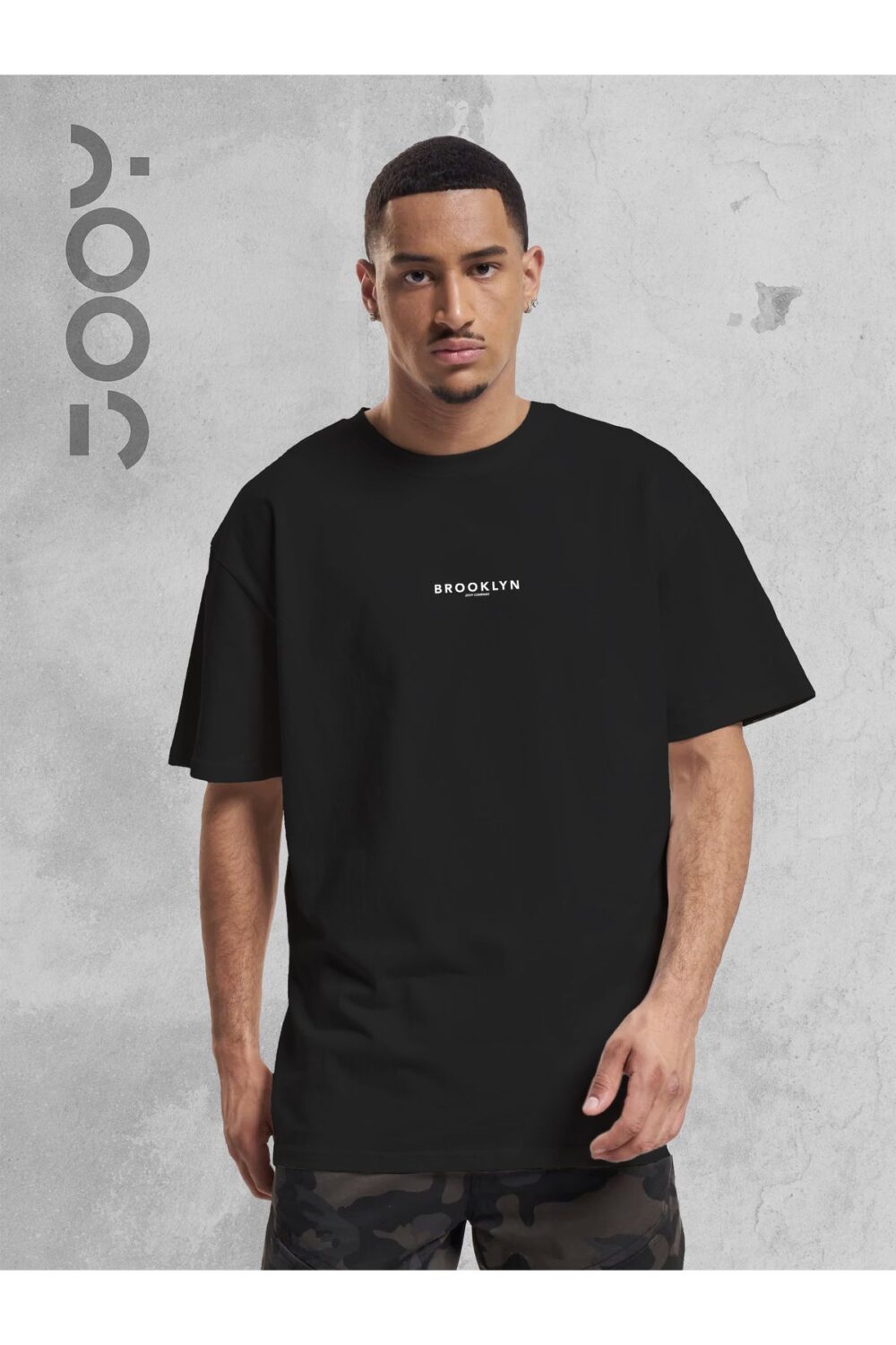 Brooklyn JC Baskılı Geniş Kalıp Oversize Siyah T-Shirt