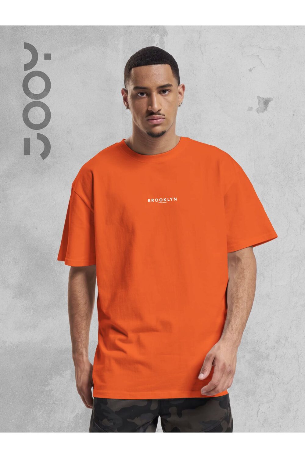 Brooklyn JC Baskılı Geniş Kalıp Oversize Turuncu Orange T-Shirt