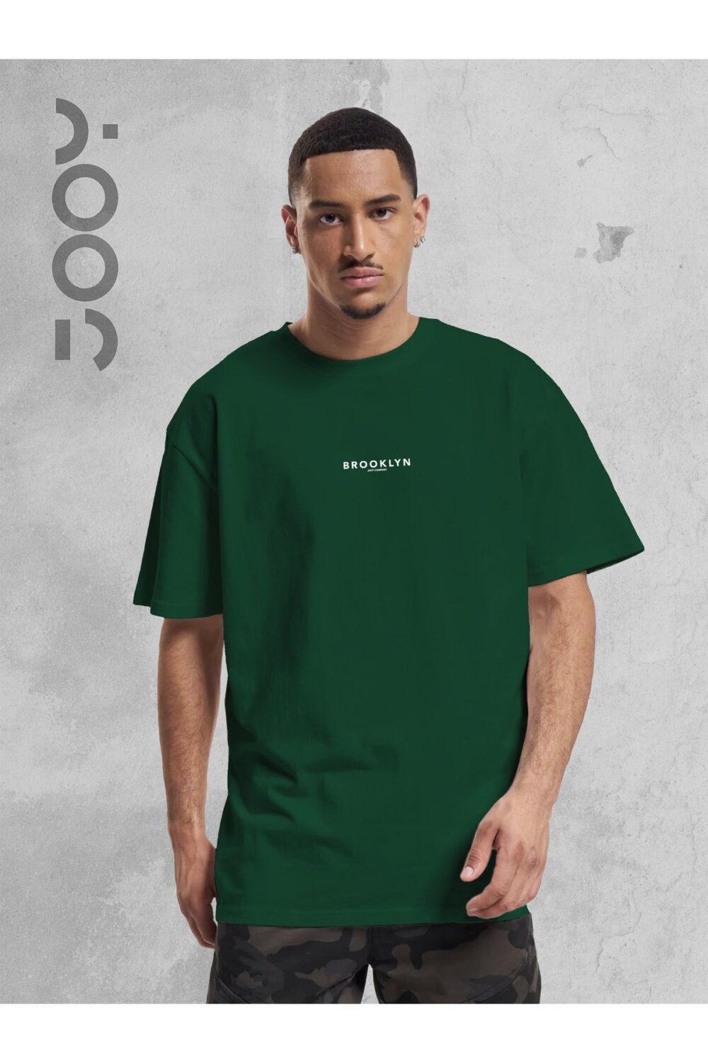 Brooklyn JC Baskılı Geniş Kalıp Oversize Yeşil T-Shirt