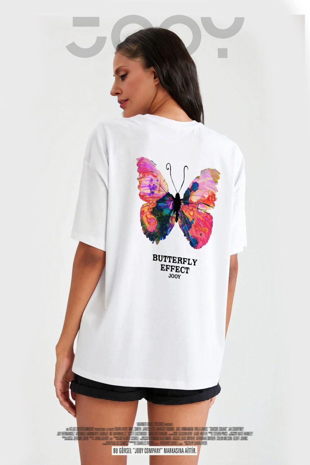 Butterfly Effect Kelebek Baskılı Beyaz Oversize Tshirt