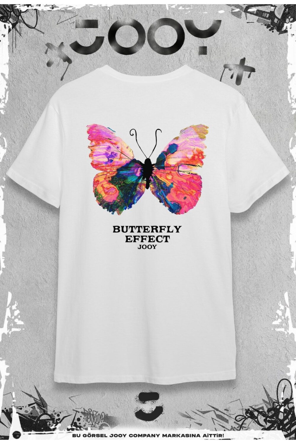 Butterfly Effect Tasarım Beyaz Oversize Tshirt