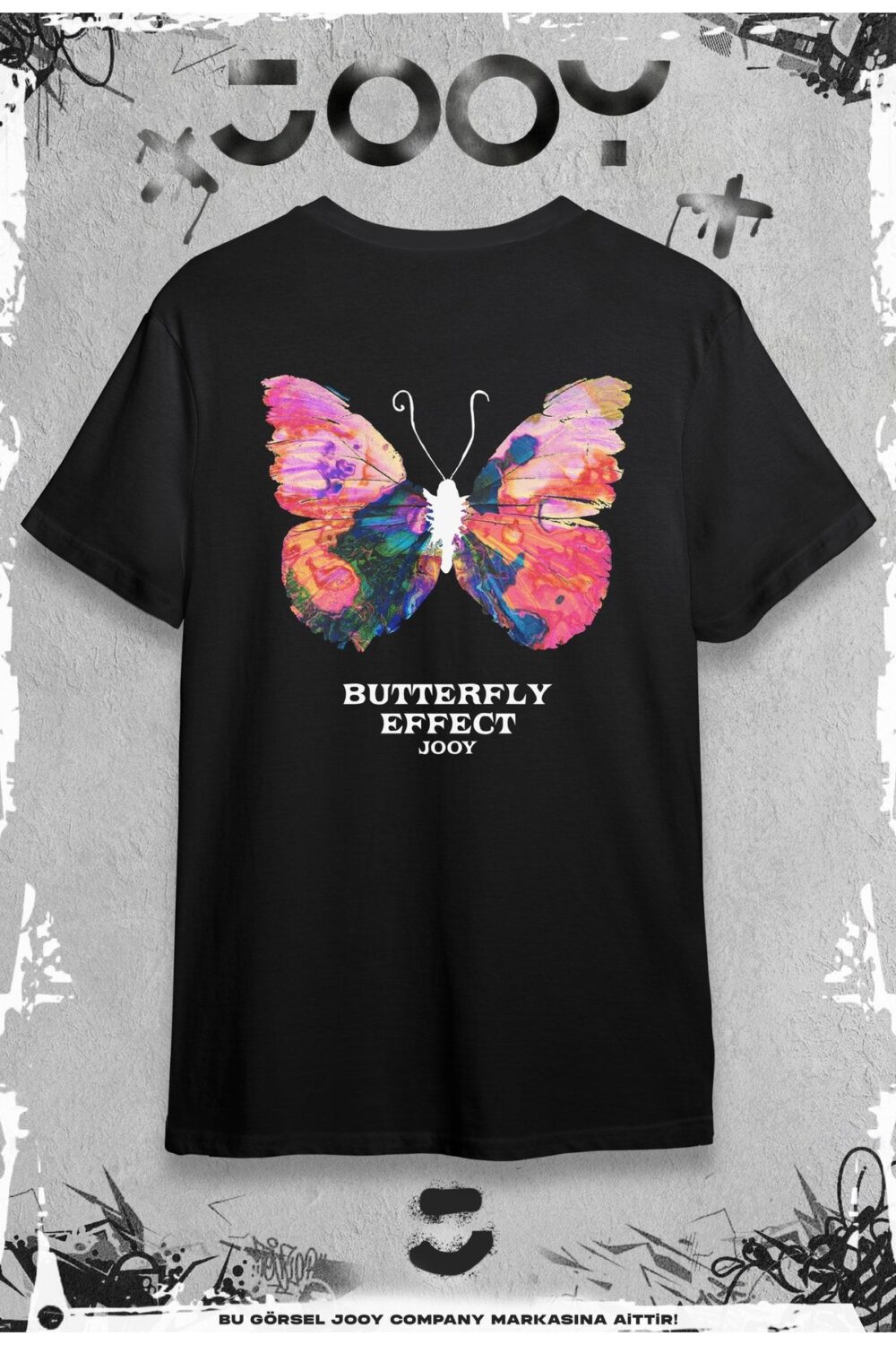 Butterfly Effect Tasarım Siyah Oversize Tshirt