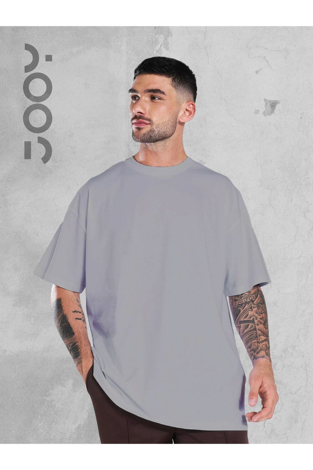 Duman Gri Oversize Geniş Kalıp Düz Baskısız Basic Tshirt