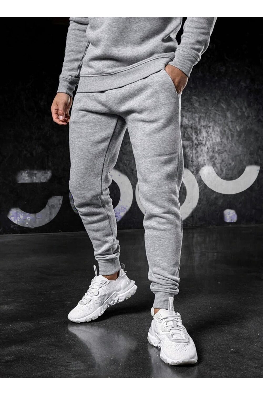 Erkek Gri Penye Slim Fit Eşofman Altı