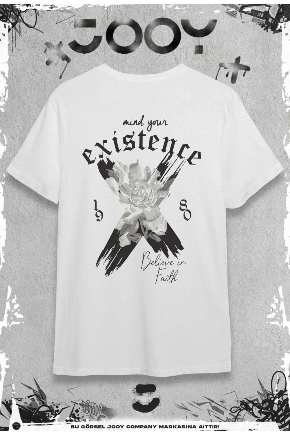 Existence Tasarım Beyaz Oversize Tshirt