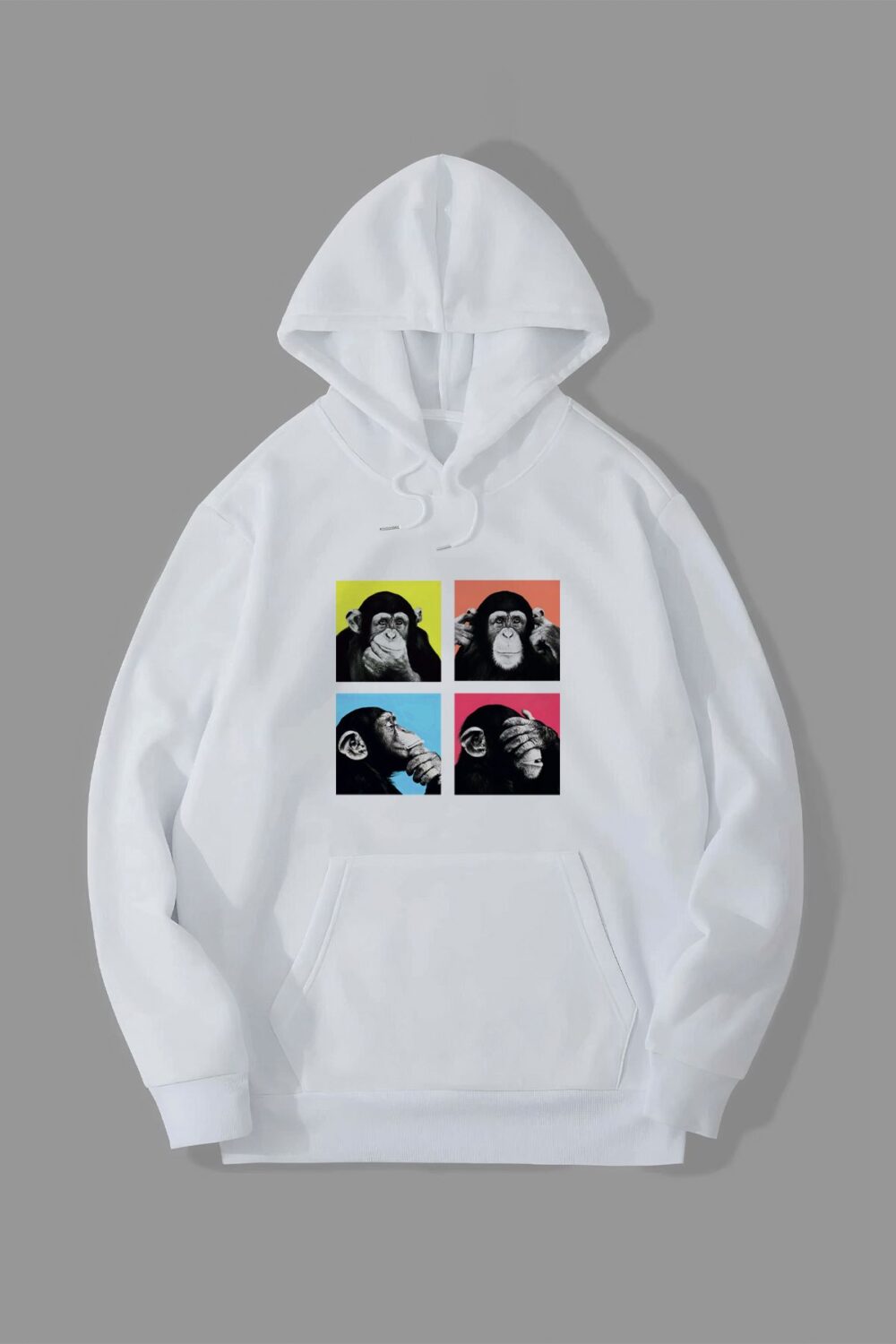 Four Monkey Baskılı Kapüşonlu Sweatshirt Hoodie