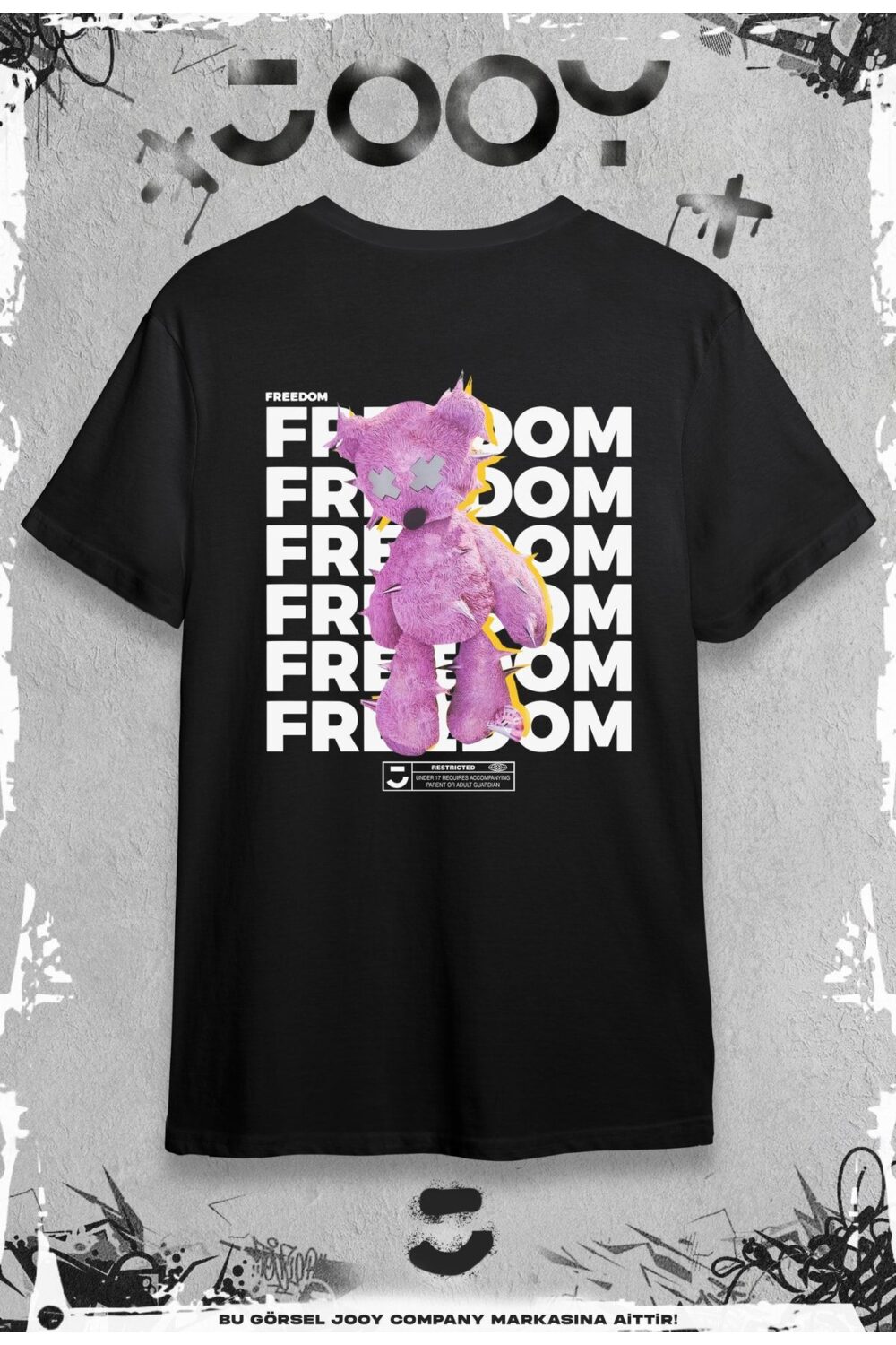 Freedom Tasarım Siyah Oversize Tshirt