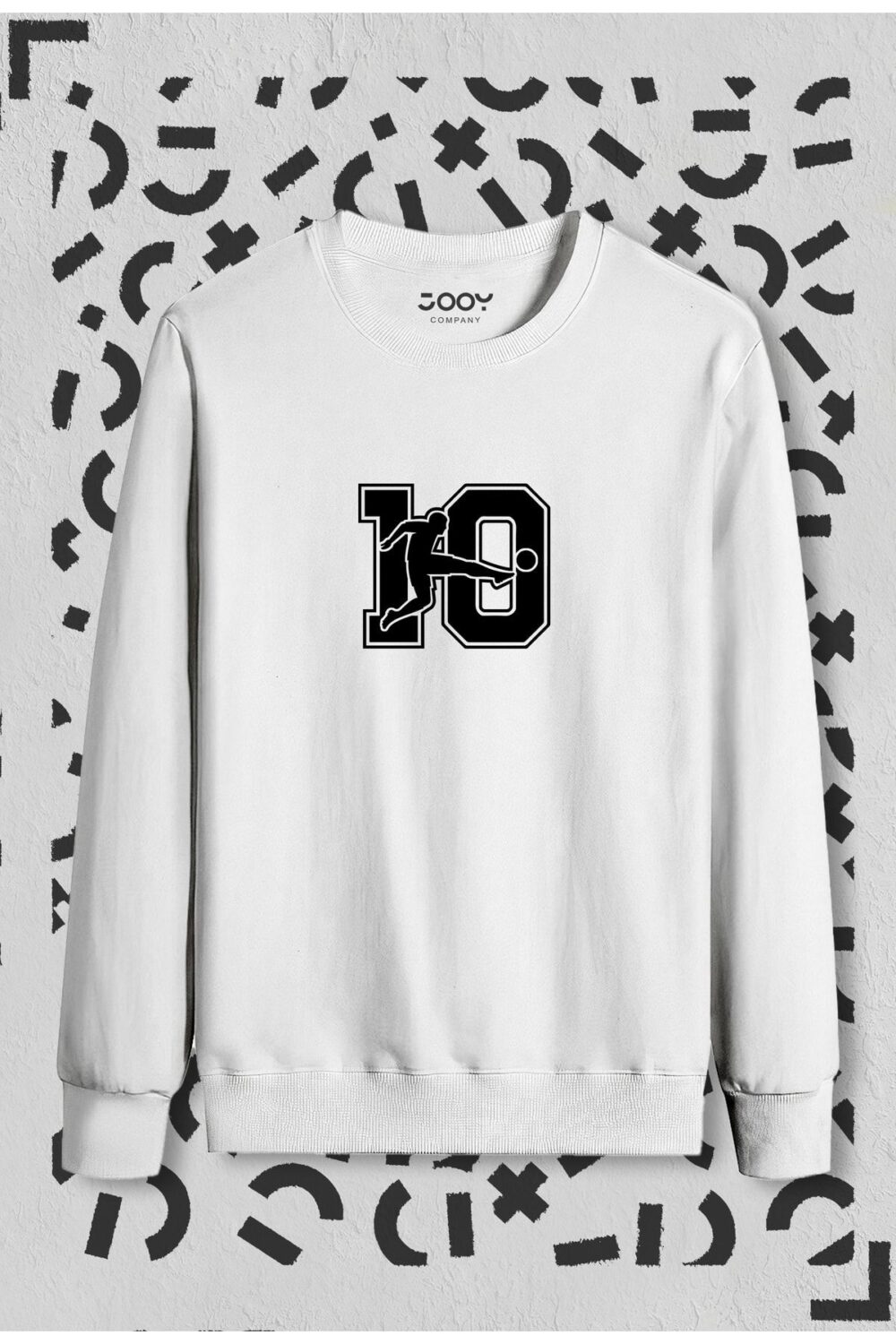 Futbolcu 10 Numara Baskılı Bisiklet Yaka Sweatshirt