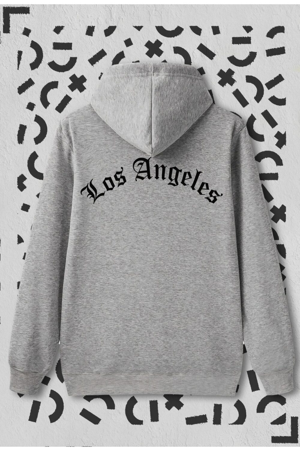 Gri Los Angeles Yazılı Kapüşonlu Sweatshirt Hoodie