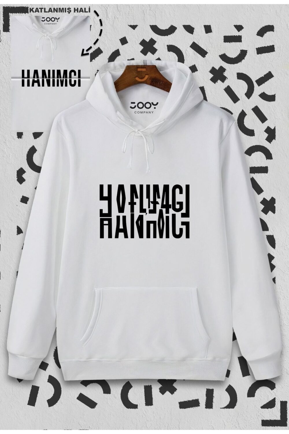 Hanımcı Katlamalı Tasarım Beyaz Kapüşonlu Sweatshirt