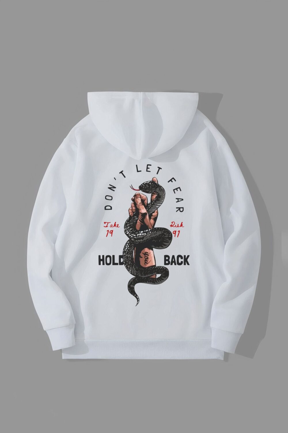 Hold Back Tasarım Beyaz Kapüşonlu Sweatshirt Hoodie