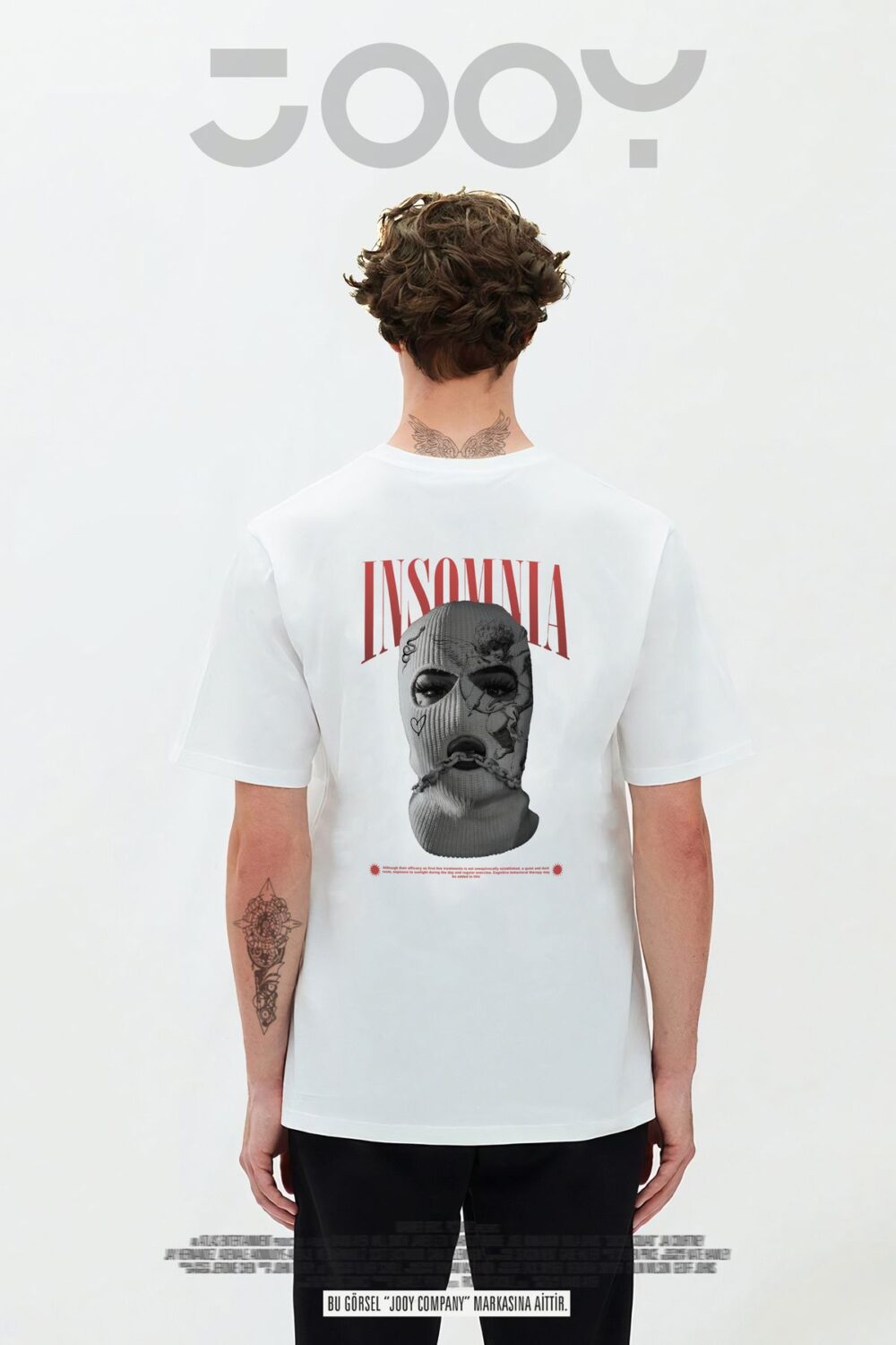 Insomnia Tasarım Baskılı Beyaz Oversize Tshirt