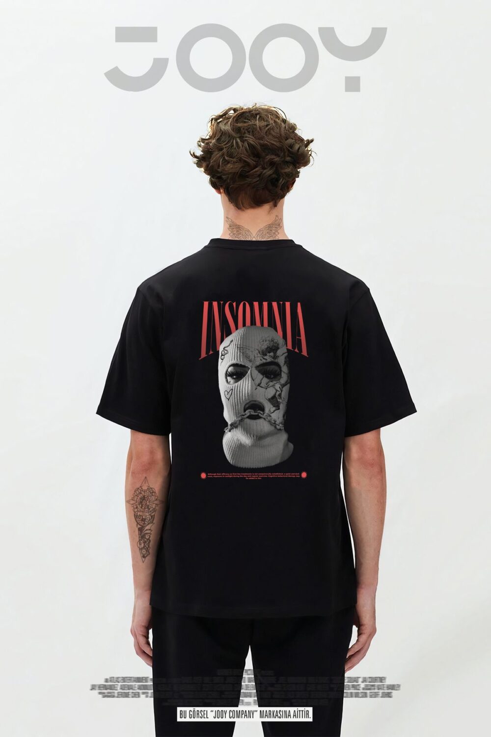 Insomnia Tasarım Baskılı Siyah Oversize Tshirt