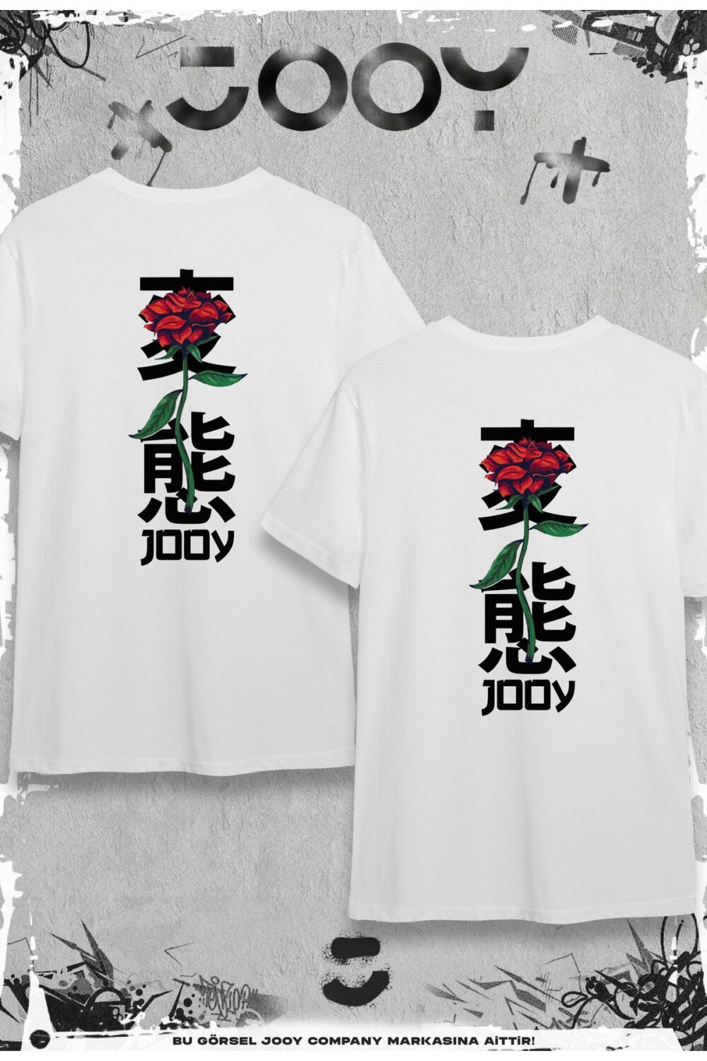 Japan Rose Sevgili Çift Kombini Beyaz Oversize Tshirt 2’li Set