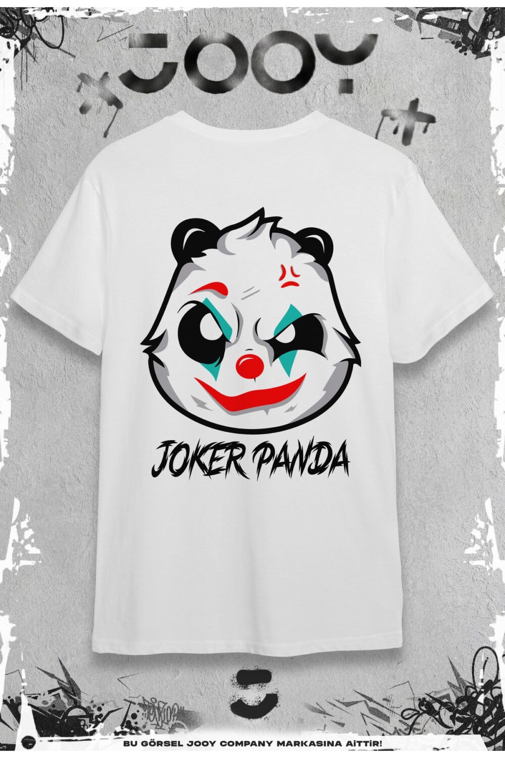 Joker Panda Baskılı Beyaz Oversize Tshirt