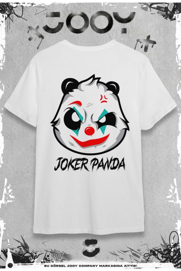 Jooy Company-Joker Panda Baskılı Beyaz Oversize Tshirt