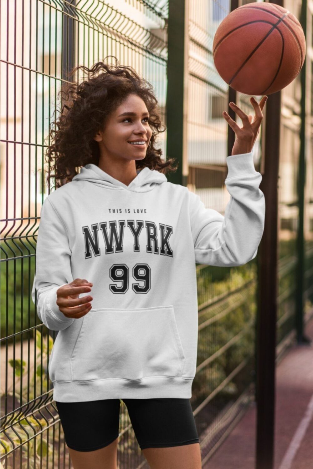 Kadın Beyaz New York 99 Baskılı Sweatshirt Hoodie