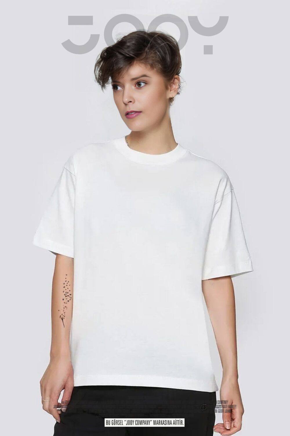 Kadın Düz Beyaz Oversize Tshirt