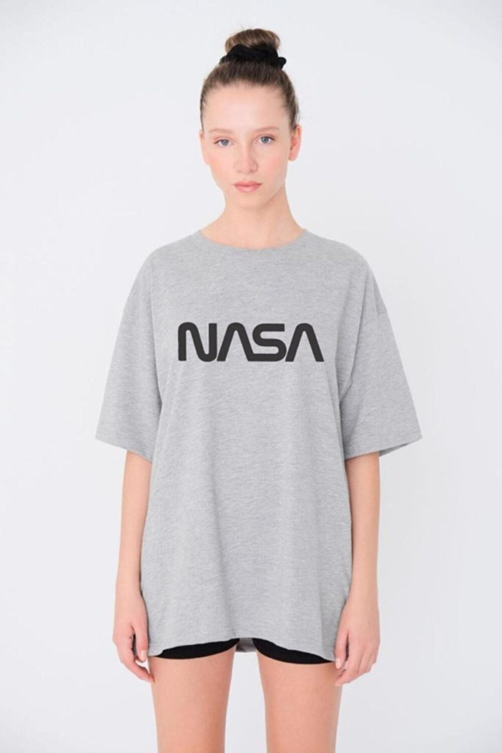 Kadın Gri Nasa Baskılı Tshirt