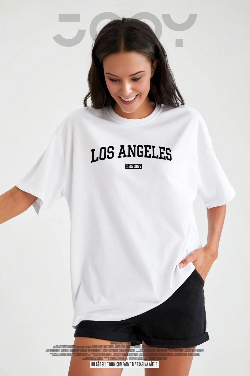 Kadın Los Angeles The 1987 Baskılı Beyaz Oversize Tshirt