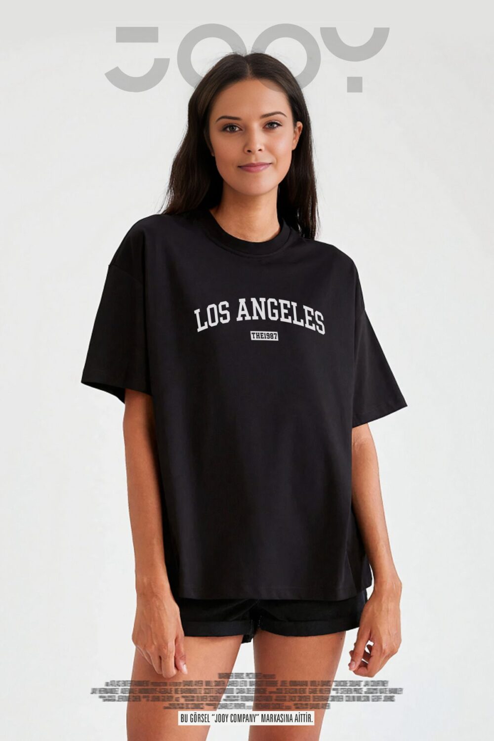 Kadın Los Angeles The 1987 Baskılı Siyah Oversize Tshirt