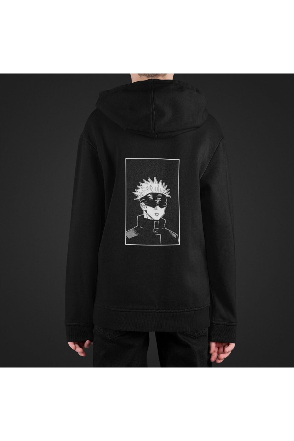 Kadın Siyah Naruto Baskılı Kapüşonlu Sweatshirt