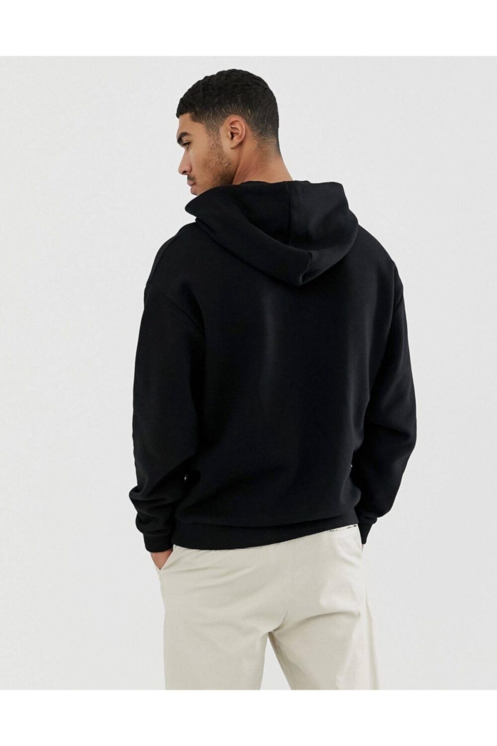 Kapşonlu Siyah Pamuklu Oversize Sweatshirt