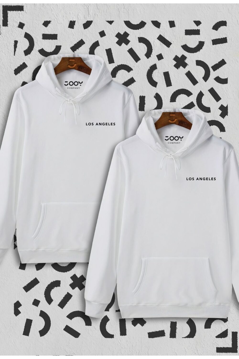 Los Angeles Baskılı Beyaz Kapüşonlu Sweatshirt Avantaj Paketi 2’li Set