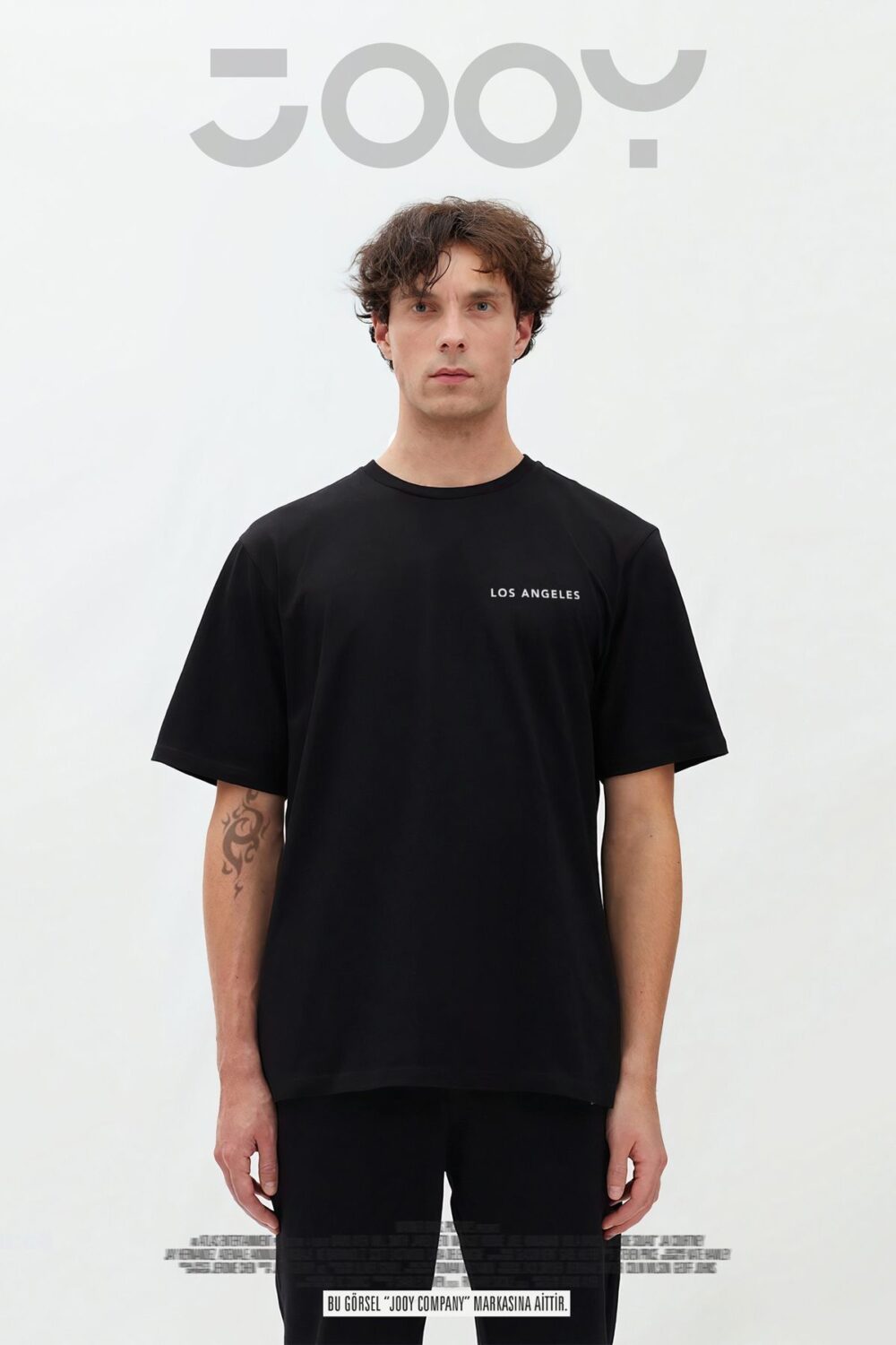 Los Angeles Baskılı Siyah Oversize Tshirt