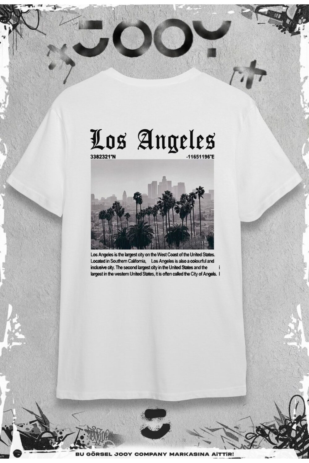 Los Angeles City Baskılı Beyaz Oversize Tshirt