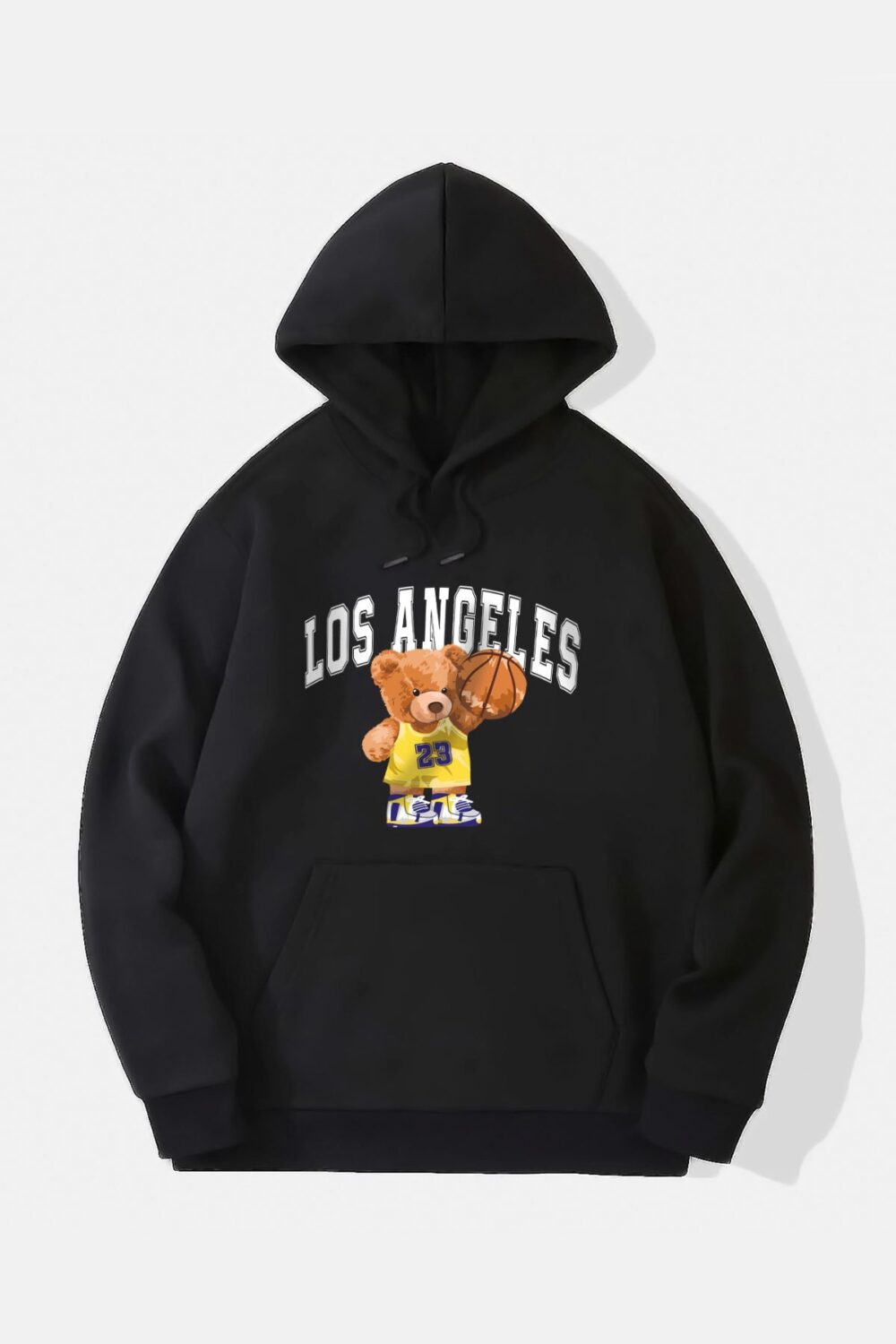 Los Angeles Maskot Ayıcık Baskılı Kapüşonlu Sweatshirt