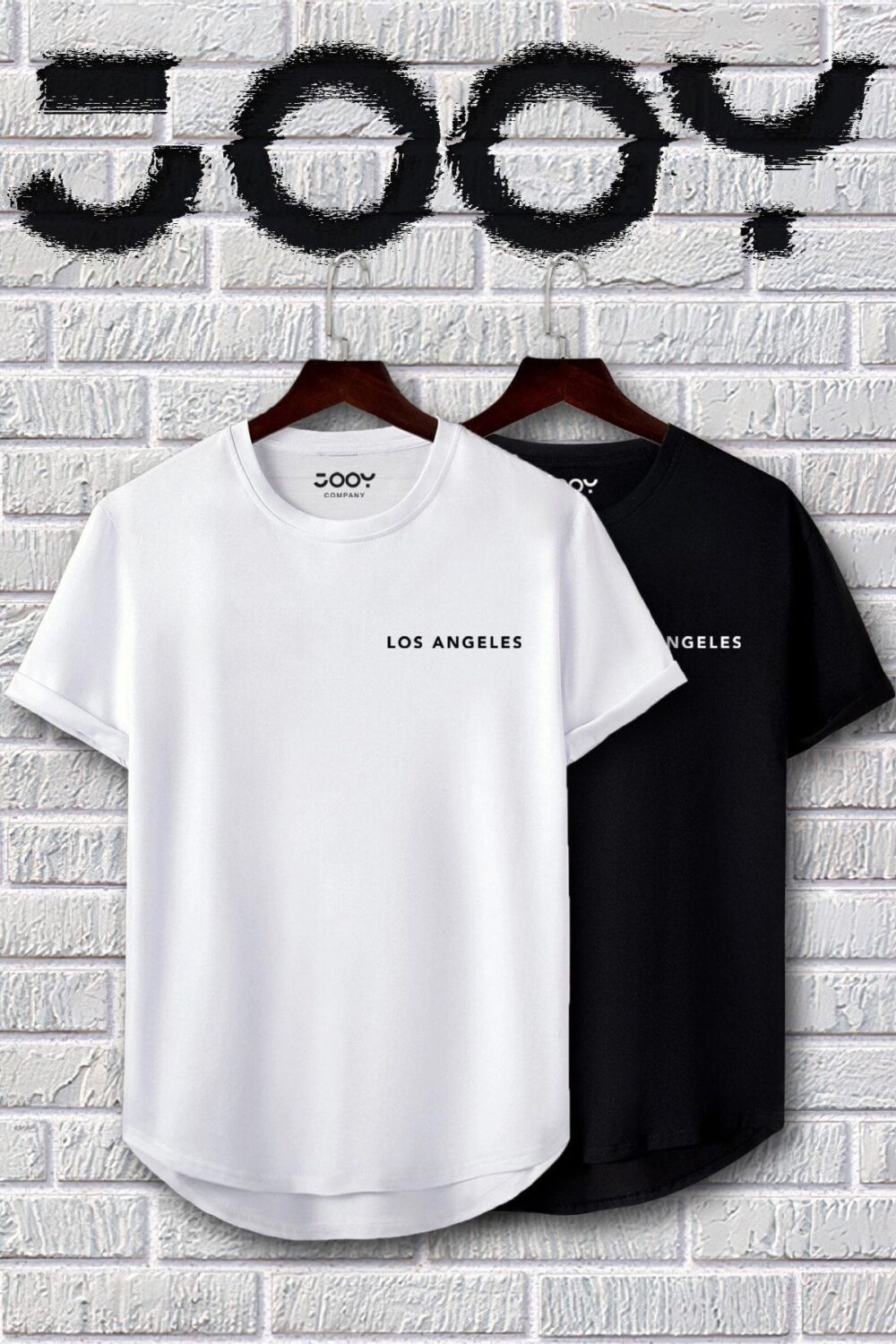 Los Angeles Siyah Beyaz Oval Kesim Tshirt 2’li Set