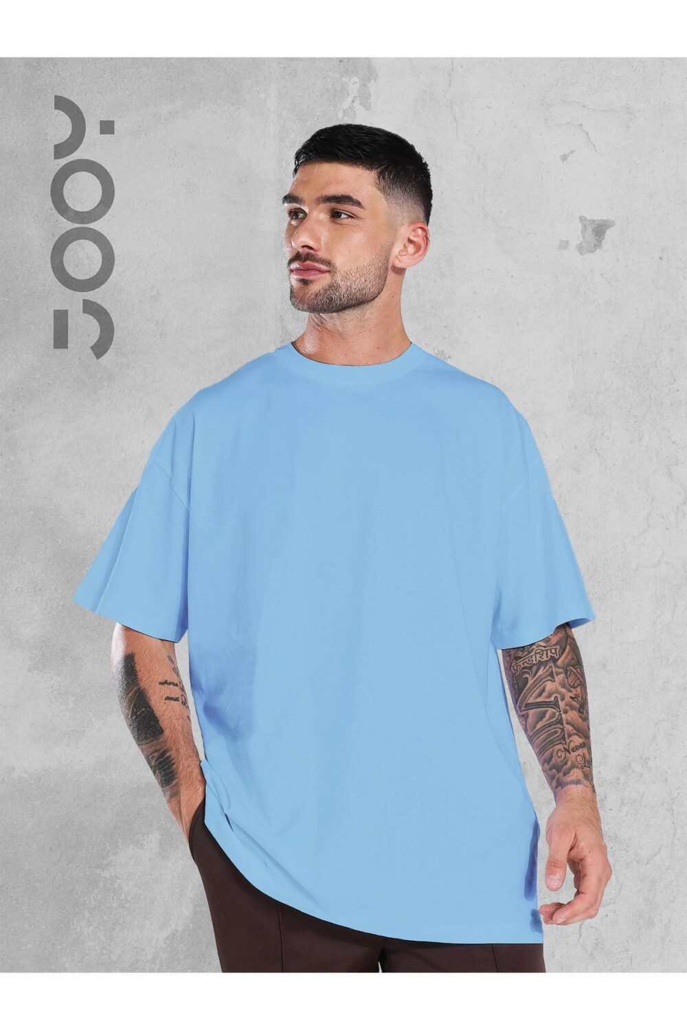 Mavi Oversize Geniş Kalıp Düz Baskısız Basic Tshirt