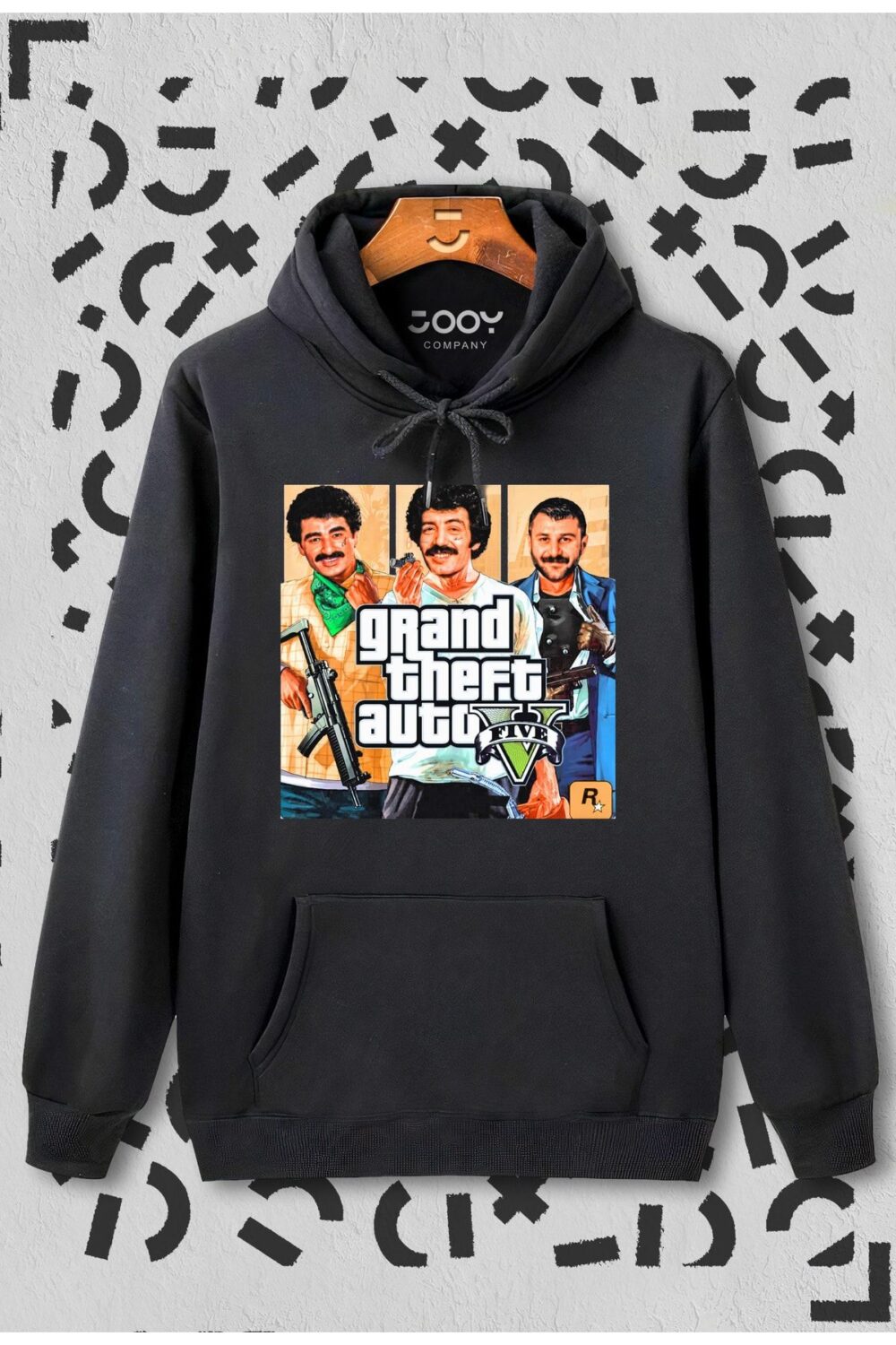 Müslüm Gta Baskılı Siyah Kapüşonlu Sweatshirt