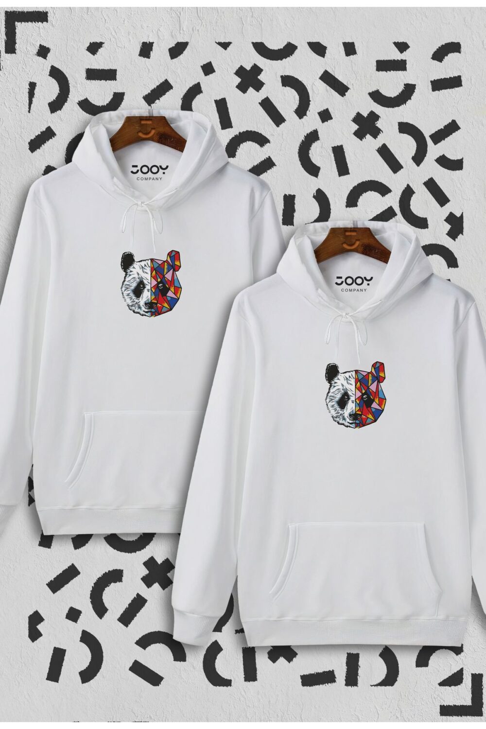 Panda Baskılı Beyaz Kapüşonlu Sweatshirt Avantaj Paketi 2’li Set