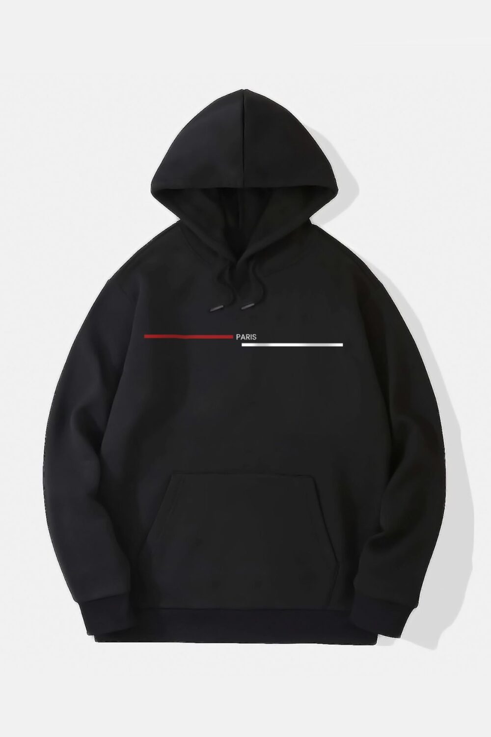 Paris Çizgi Baskılı Kapüşonlu Sweatshirt