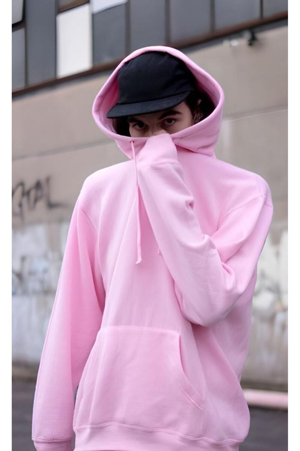 Pembe Basic Kapüşonlu Sweatshirt Hoodie