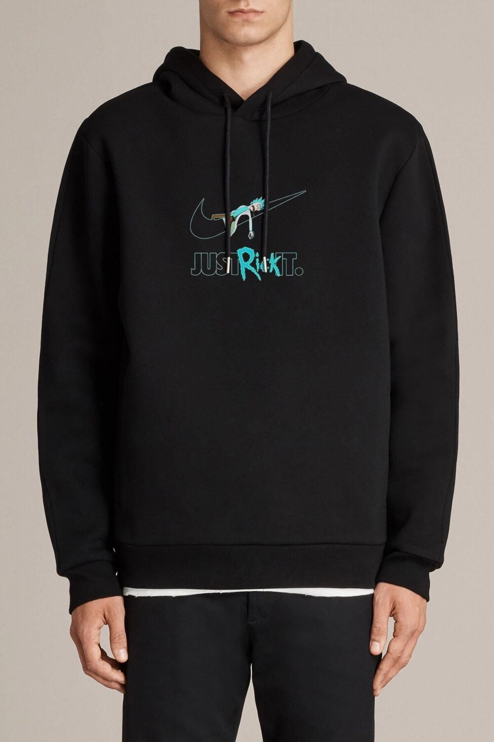 Rıck And Morty Fans Med Just Baskılı Siyah Erkek Örme Kapşonlu Sweatshirt