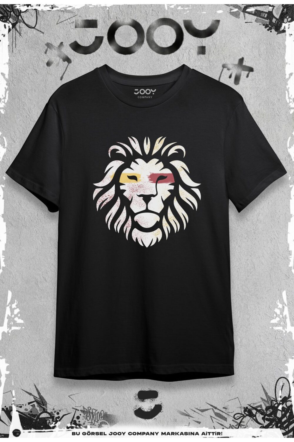 Sarı Kırmızı Aslan Siyah Tshirt